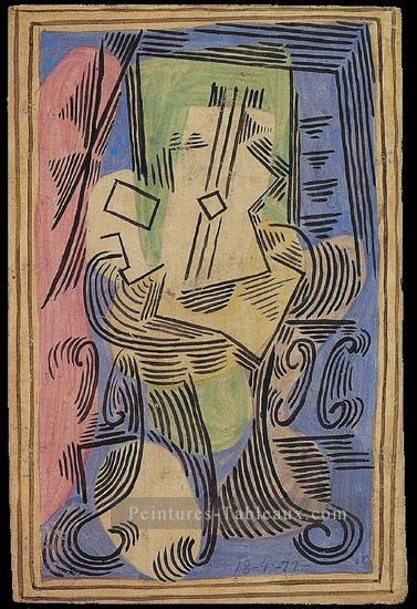 Nature morte a la guitare sur gueridon 1922 cubiste Pablo Picasso Peintures à l'huile